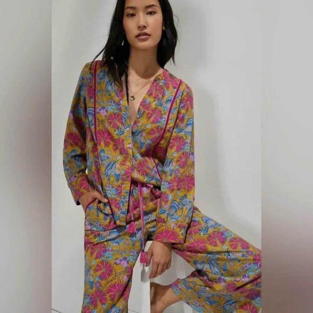 Anthropologie Colorful Floral Lounge Pants Size S - Picture 3 of 9